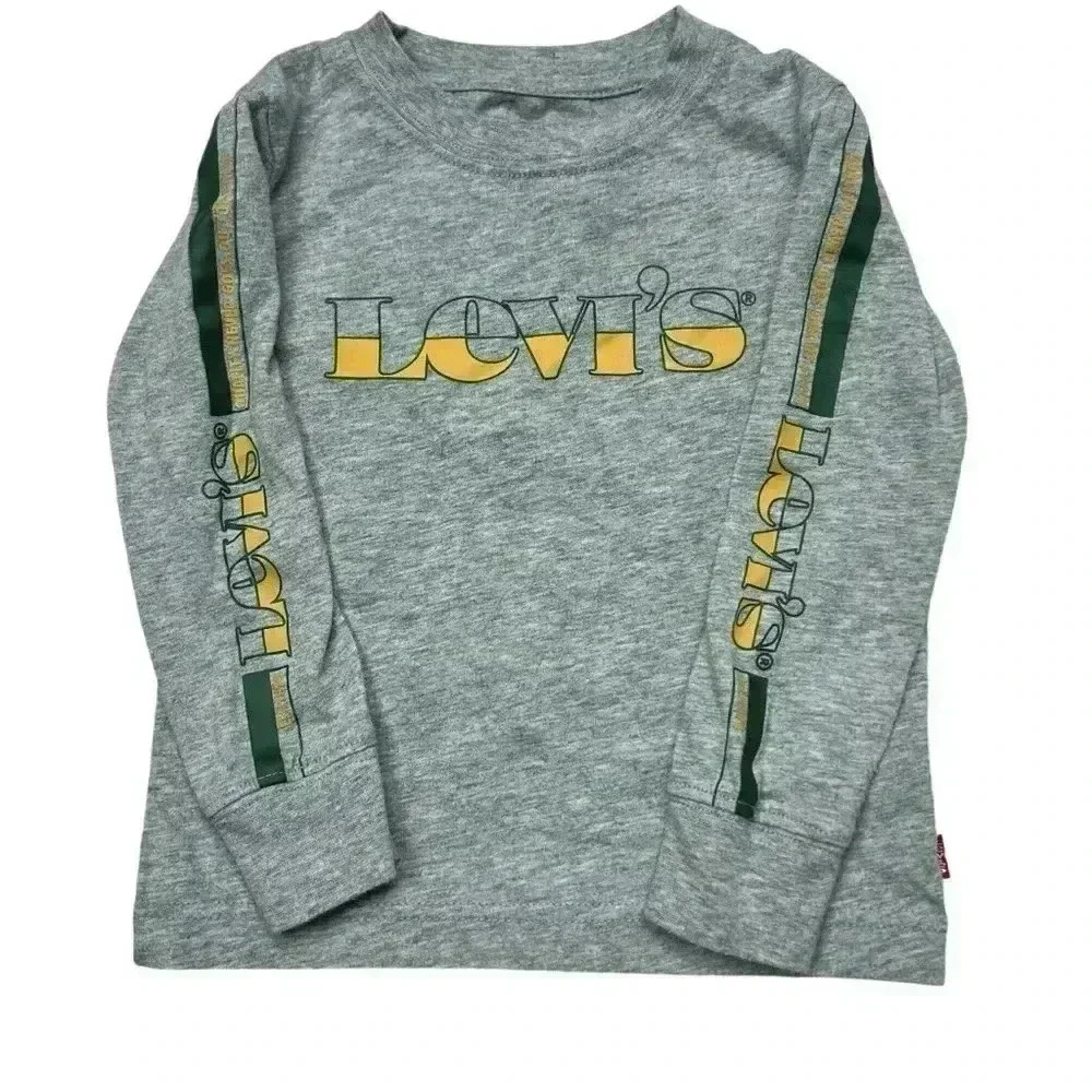 Levi’s Toddler Gray Long Sleeve Yellow & Green Lettering | Size 2T - Picture 1 of 6